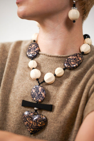 Heart Necklace in Animal Print
