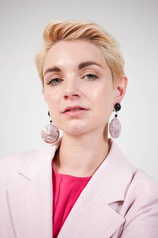 Conic Earrings in Pink Marble