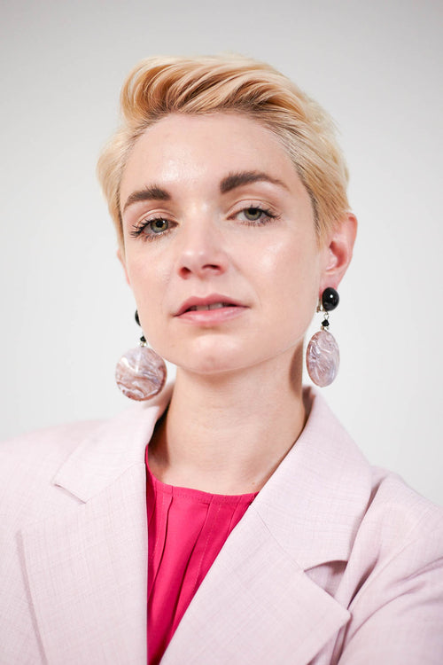 Conic Earrings in Pink Marble