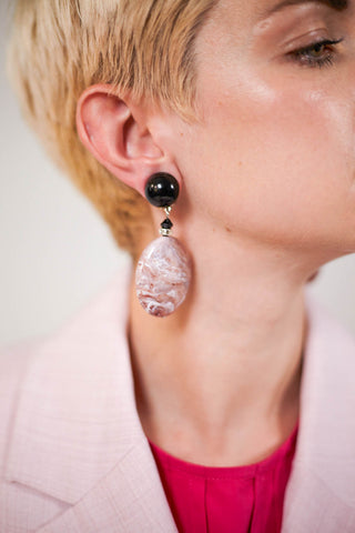 Conic Earrings in Pink Marble