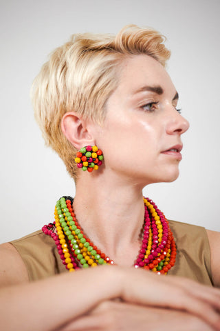 Multibead Earrings in Multicoloured