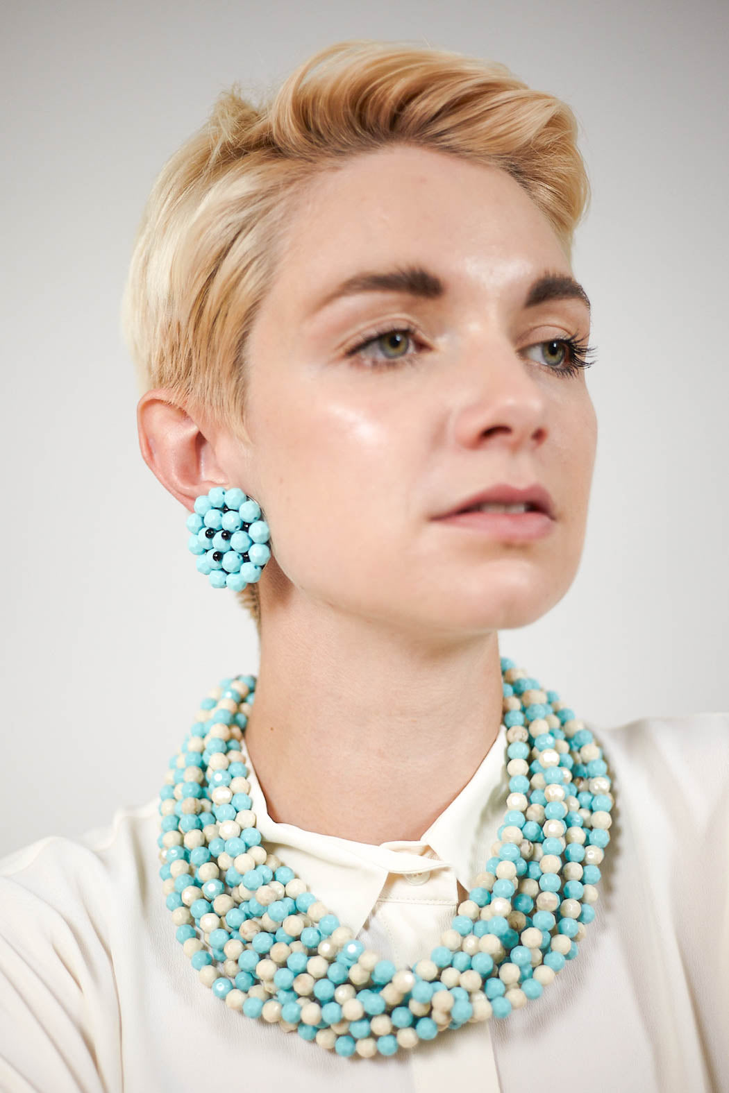 Multibead Earrings in Aqua