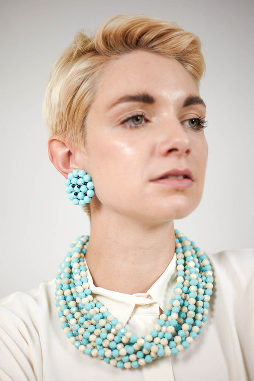 Multibead Earrings in Aqua