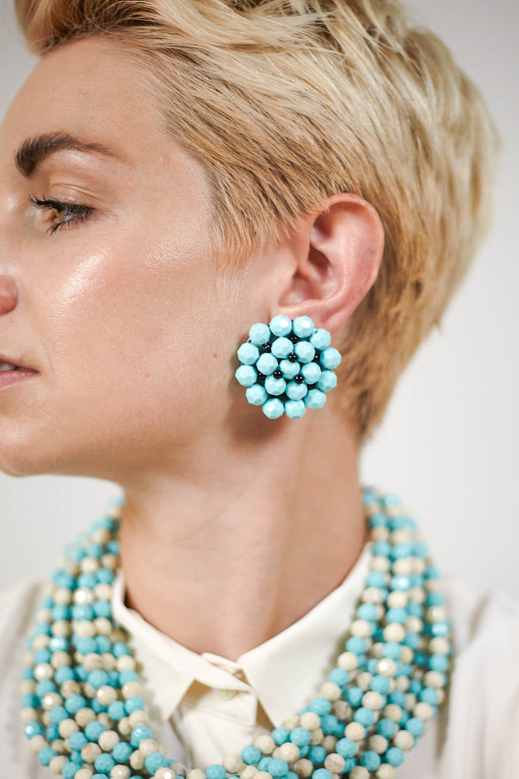 Multibead Earrings in Aqua