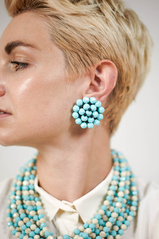 Multibead Earrings in Aqua