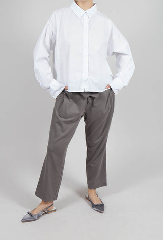 Cropped Button Detail Trousers in Grey