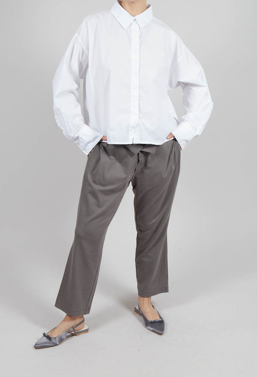 Cropped Button Detail Trousers in Grey