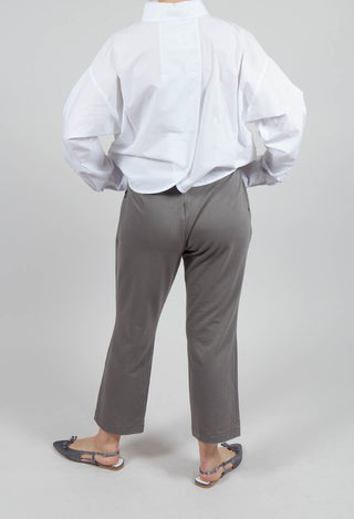 Cropped Button Detail Trousers in Grey