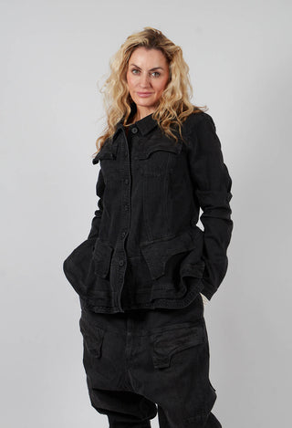 Jacket with Frilled Hem in Turf Black - 1031101