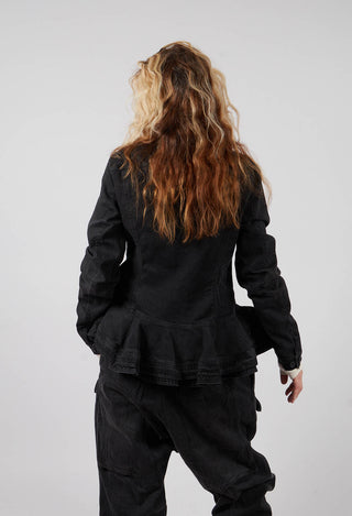 Jacket with Frilled Hem in Turf Black - 1031101