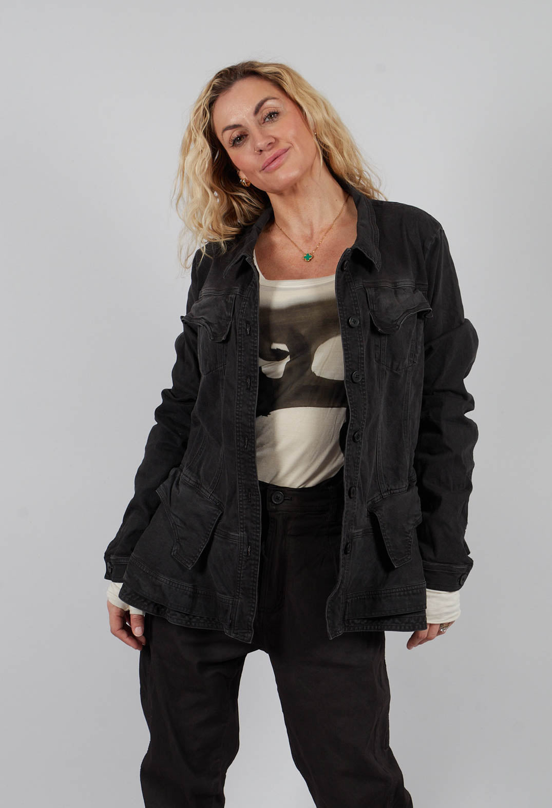 Jacket with Frilled Hem in Turf Wash - 1031101