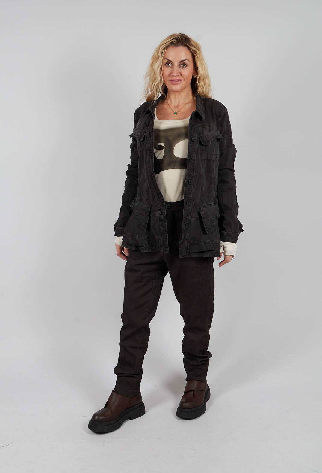 Jacket with Frilled Hem in Turf Wash - 1031101