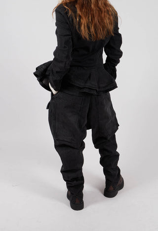 PRE-ORDER - Drop Crotch Trousers with Pockets in Turf Black - 1030107