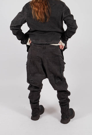Drop Crotch Trousers with Pockets in Turf Wash - 1030107