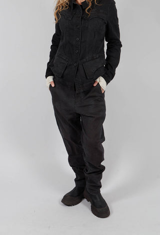 Slim Leg Trousers with Belt in Turf Black - 1070101