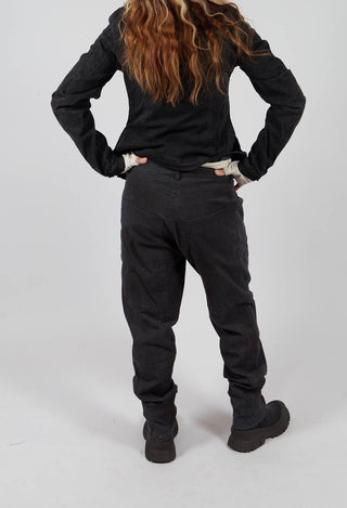 Slim Leg Trousers with Belt in Turf Black - 1070101