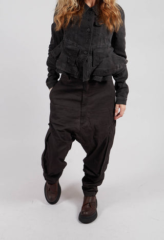 Drop Crotch Trousers with Belt in Turf Wash - 1070103