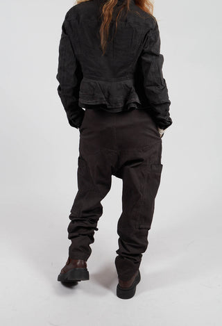 Drop Crotch Trousers with Belt in Turf Wash - 1070103