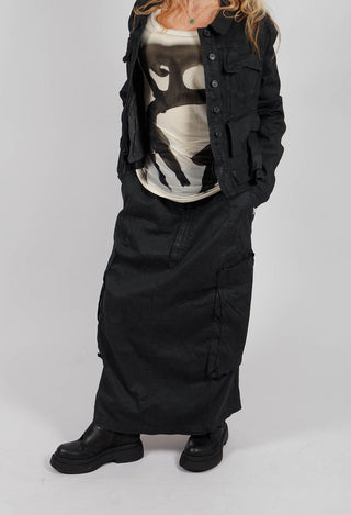 Pencil Skirt with Pockets in Black Gloss - 1070304