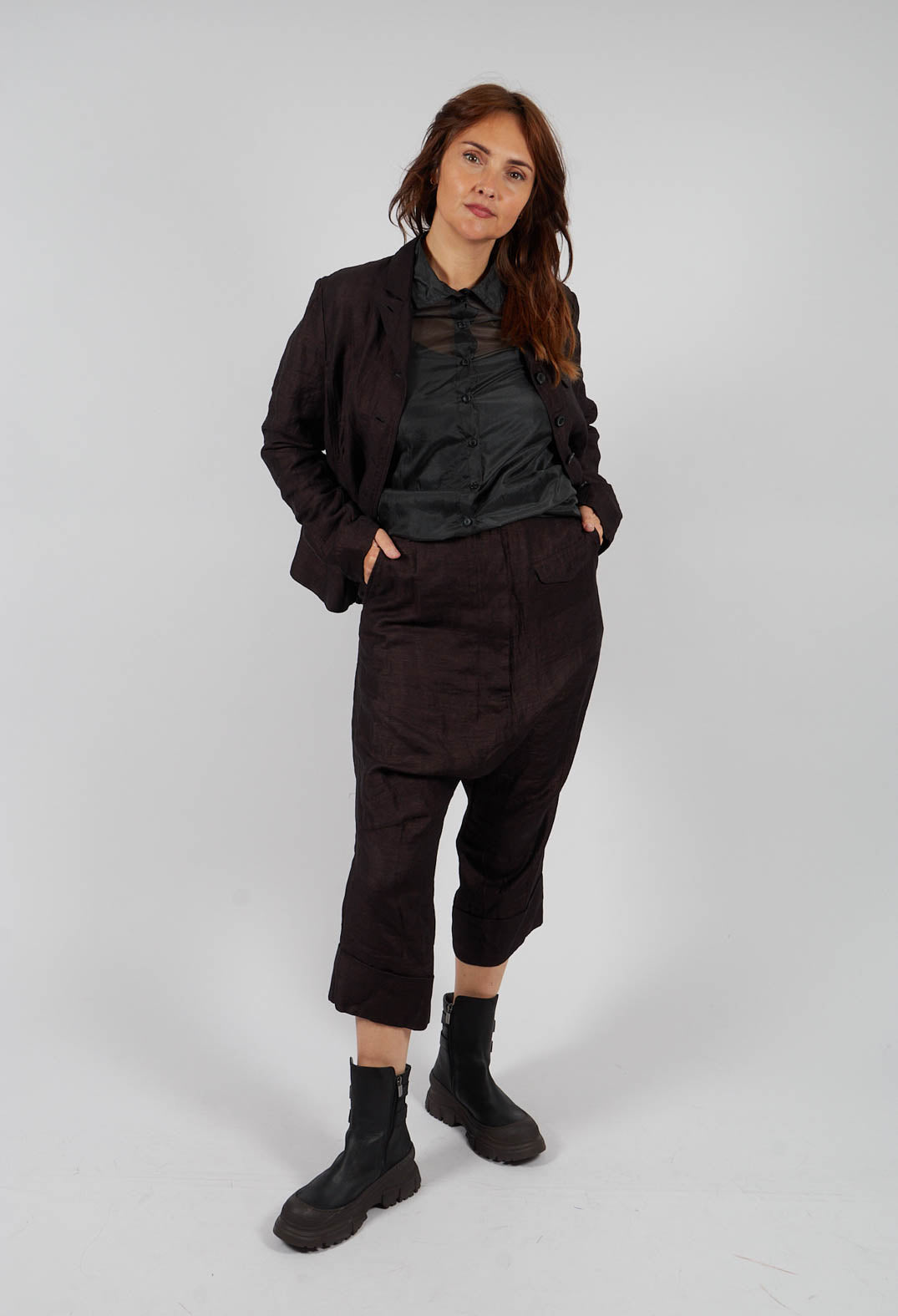 Cropped Drop Crotch Trousers in Turf Delave - 1080101
