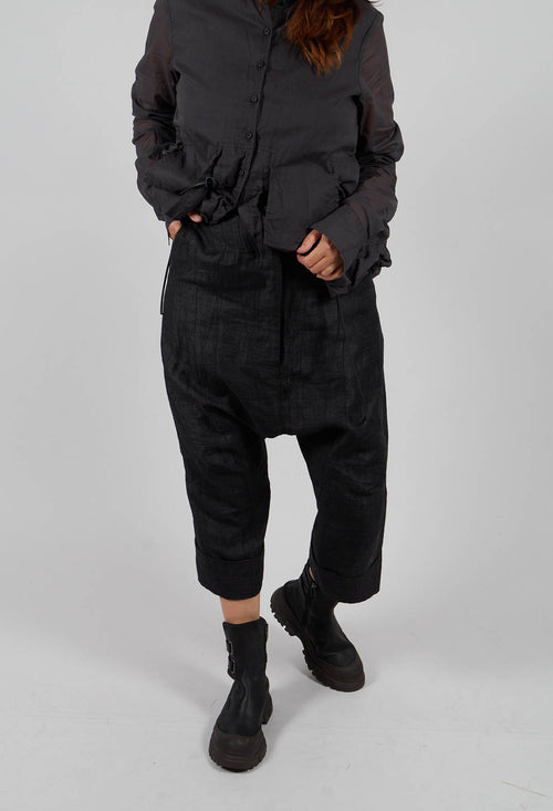 Cropped Drop Crotch Trousers in Crow - 1080101