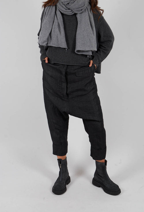 Drop Crotch Belted Trousers in Crow - 1080104