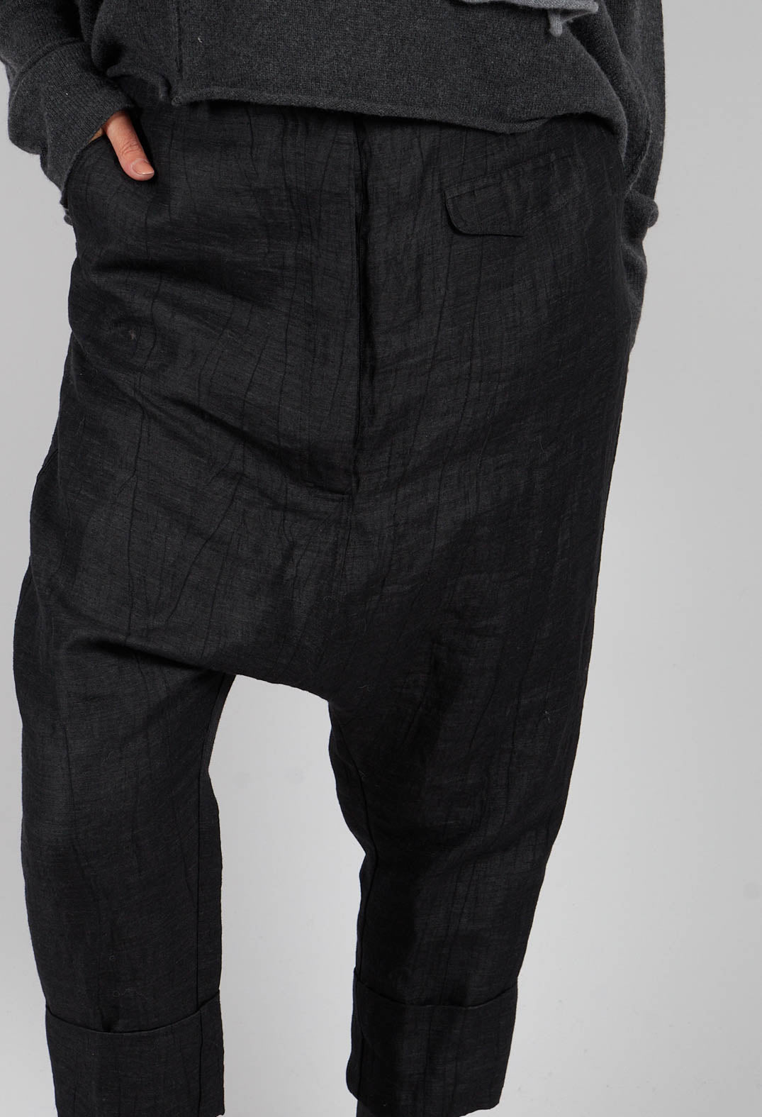 Drop Crotch Belted Trousers in Crow - 1080104