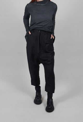Drop Crotch Belted Trousers in Crow - 1080104