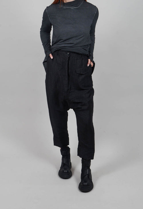 Drop Crotch Belted Trousers in Crow - 1080104