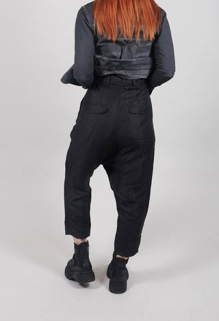 Drop Crotch Belted Trousers in Crow - 1080104