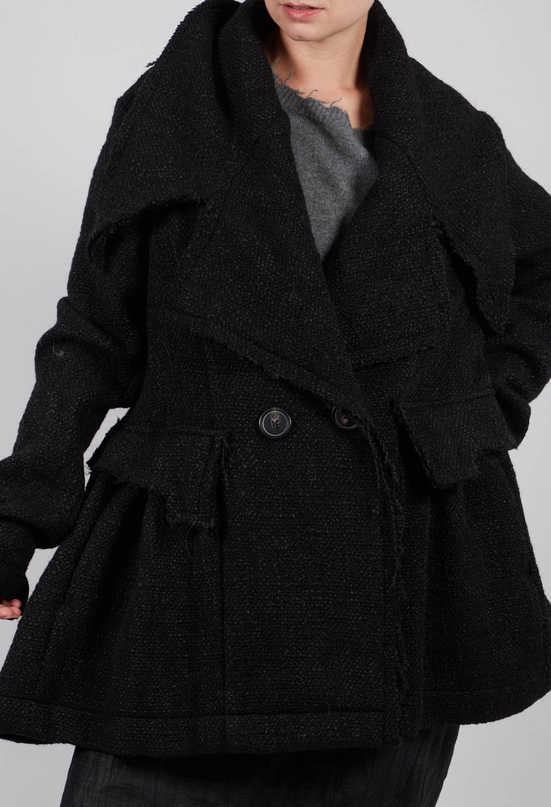 Double Breasted Jacket in Black Mel - 1121105