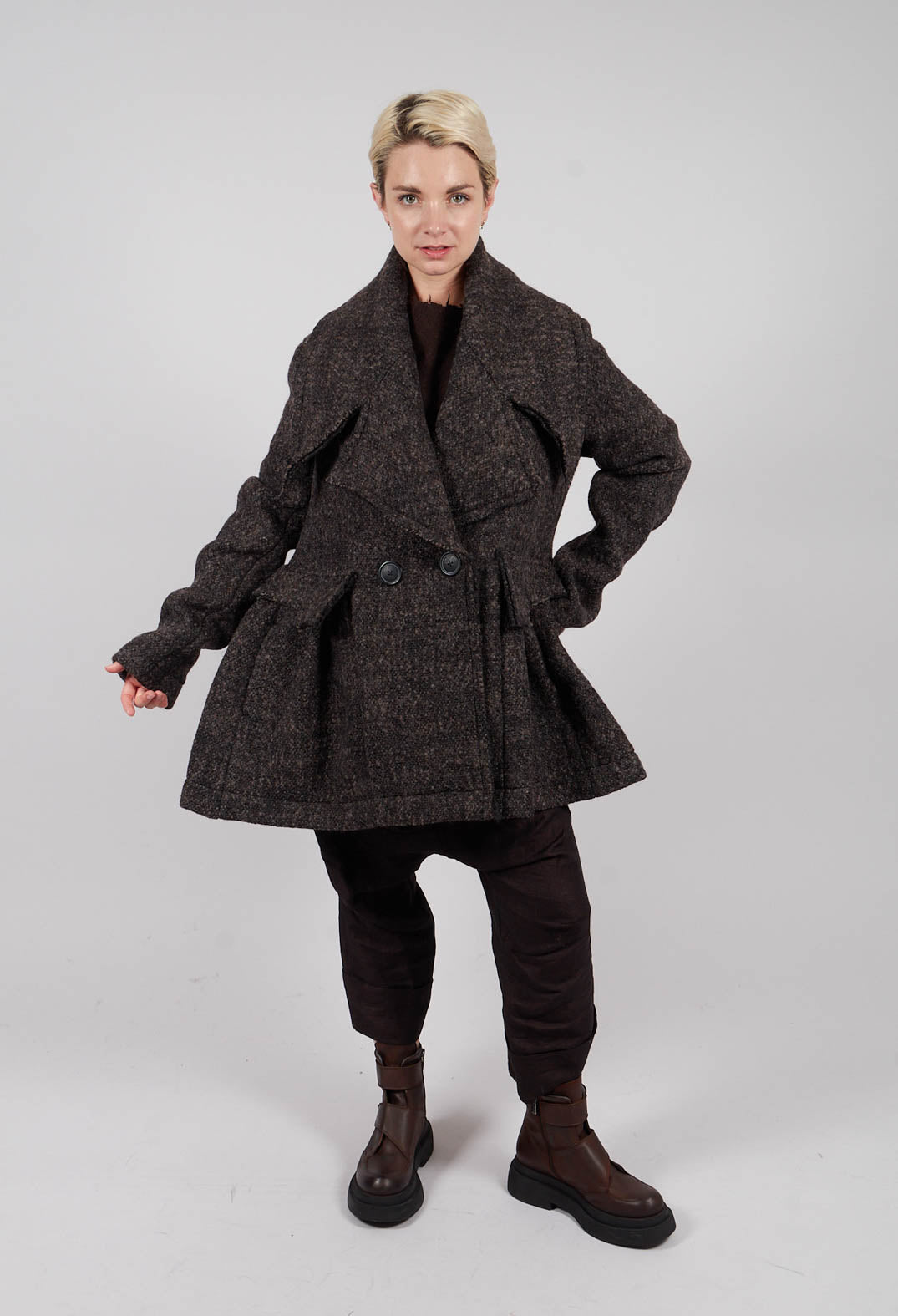 Double Breasted Jacket in Turf Mel - 1121105