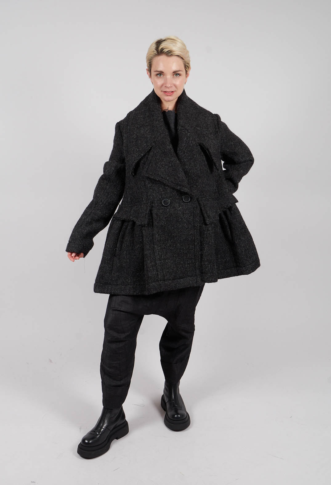 Double Breasted Jacket in Crow Mel - 1121105