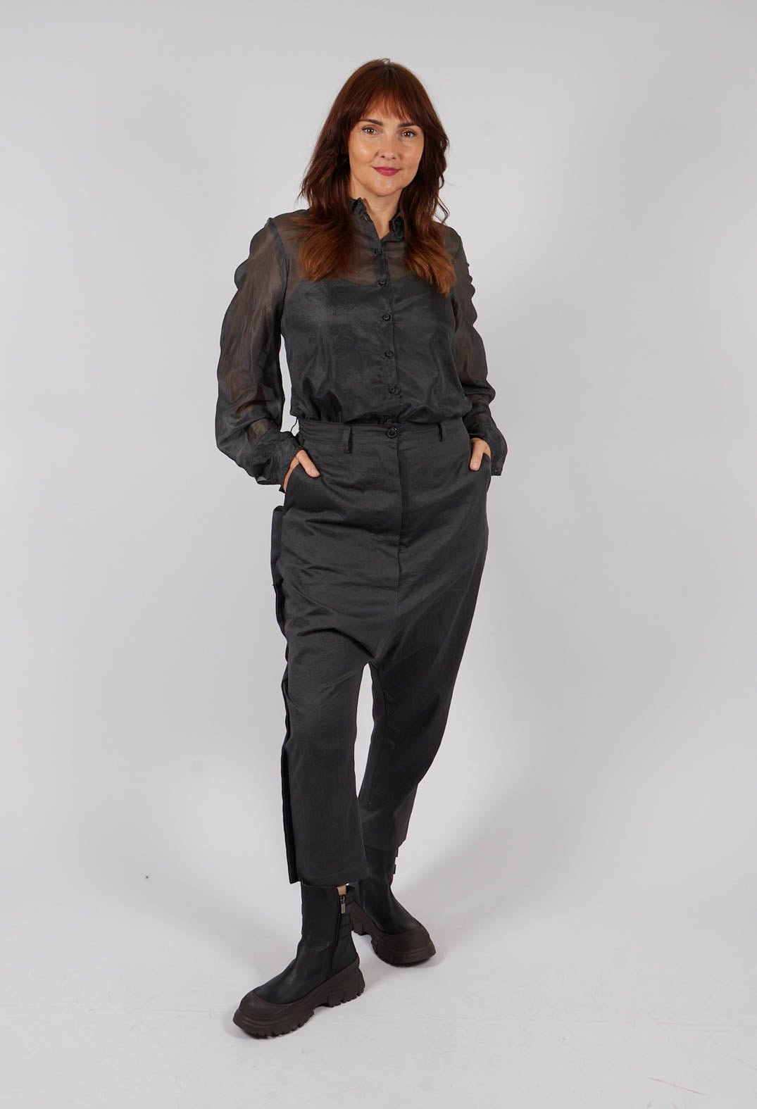 Relaxed Drop Crotch Trousers in Swamp - 1160101