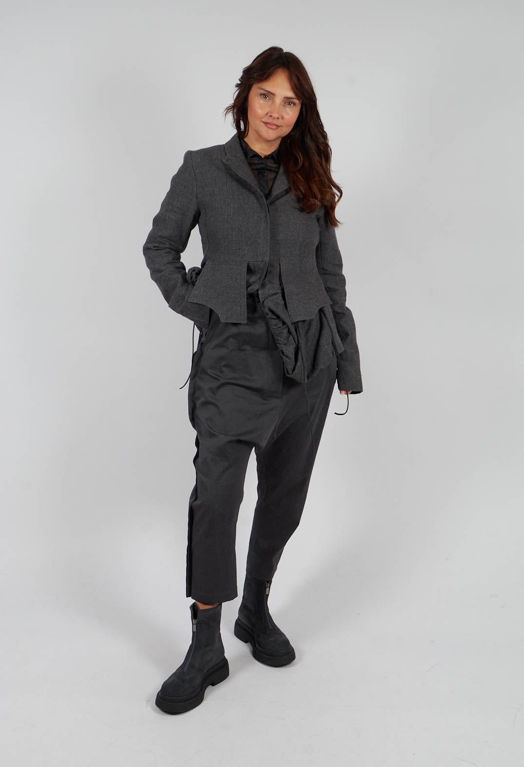 Relaxed Drop Crotch Trousers in Swamp - 1160101