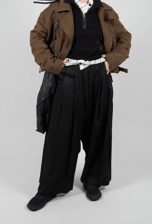 Wide Leg Drop Crotch Trousers in Black - 1160103