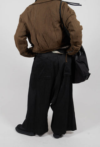 Wide Leg Drop Crotch Trousers in Black - 1160103