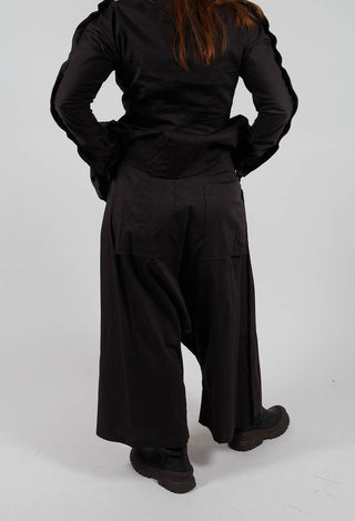 Wide Leg Drop Crotch Trousers in Turf - 1160103