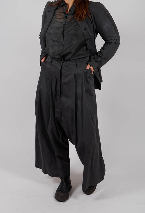 Wide Leg Drop Crotch Trousers in Swamp - 1160103