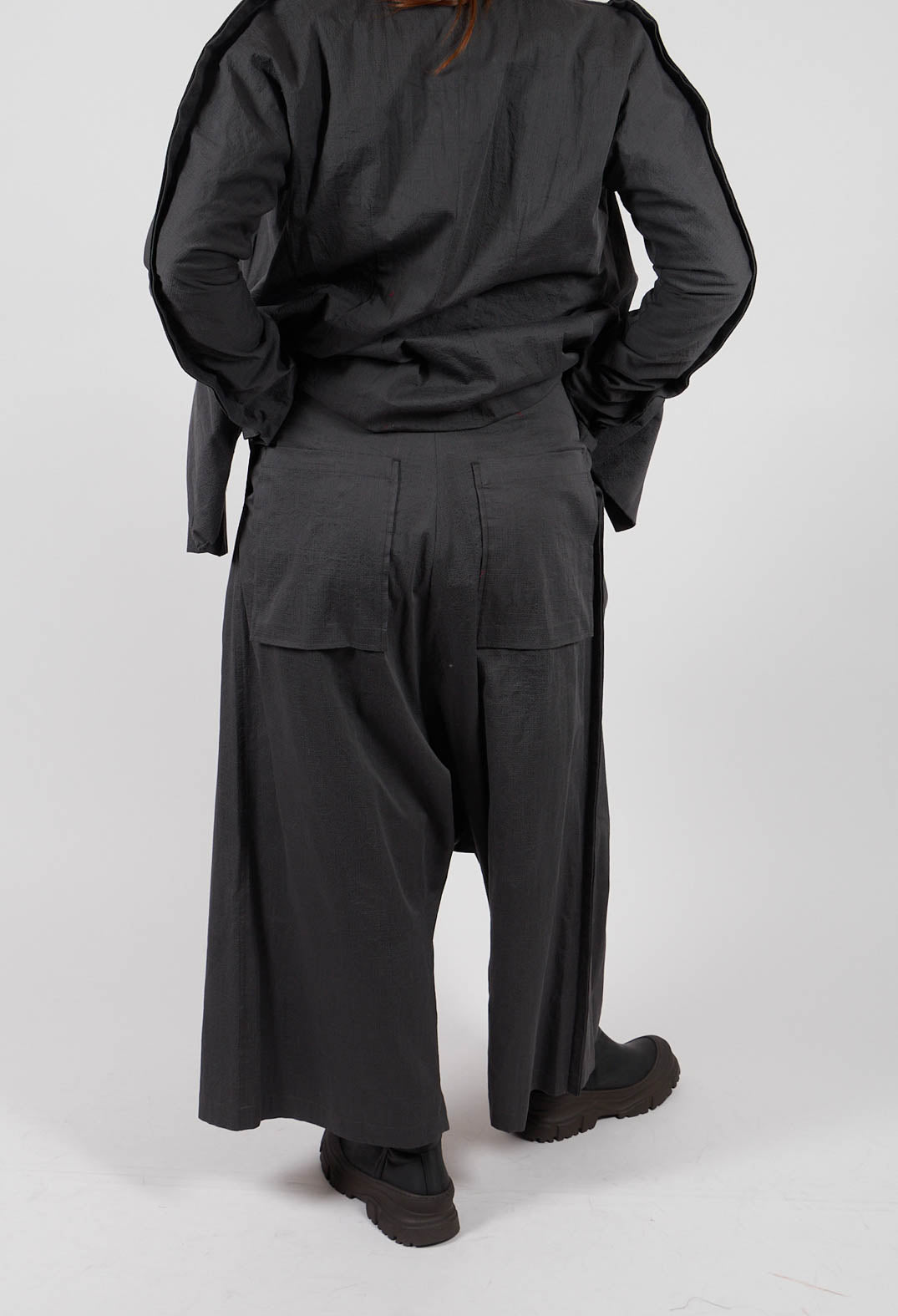 Wide Leg Drop Crotch Trousers in Swamp - 1160103
