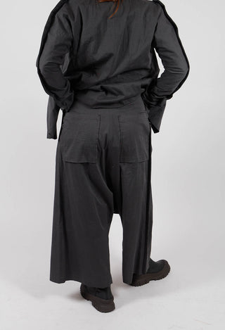 Wide Leg Drop Crotch Trousers in Swamp - 1160103