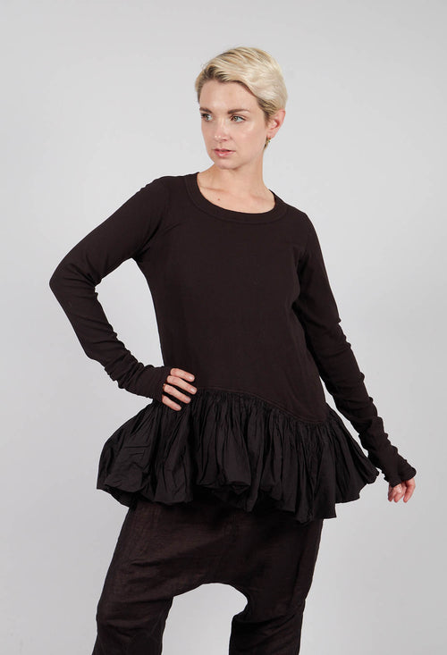 Long Sleeve T-Shirt with Peplum Hem in Turf - 1180505