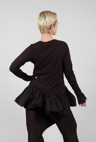 Long Sleeve T-Shirt with Peplum Hem in Turf - 1180505