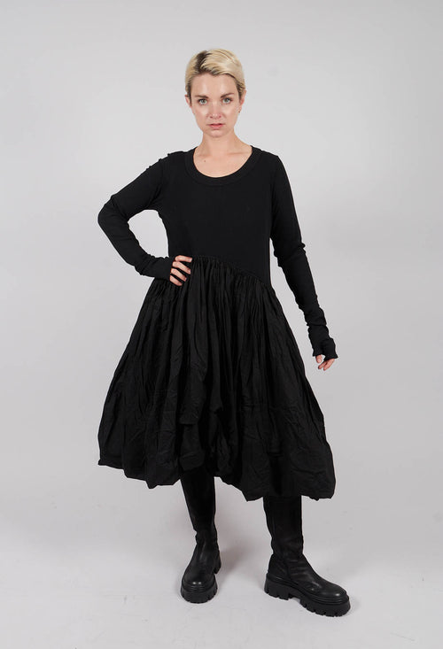 Jersey Dress with Fabric Hem in Black - 1180906