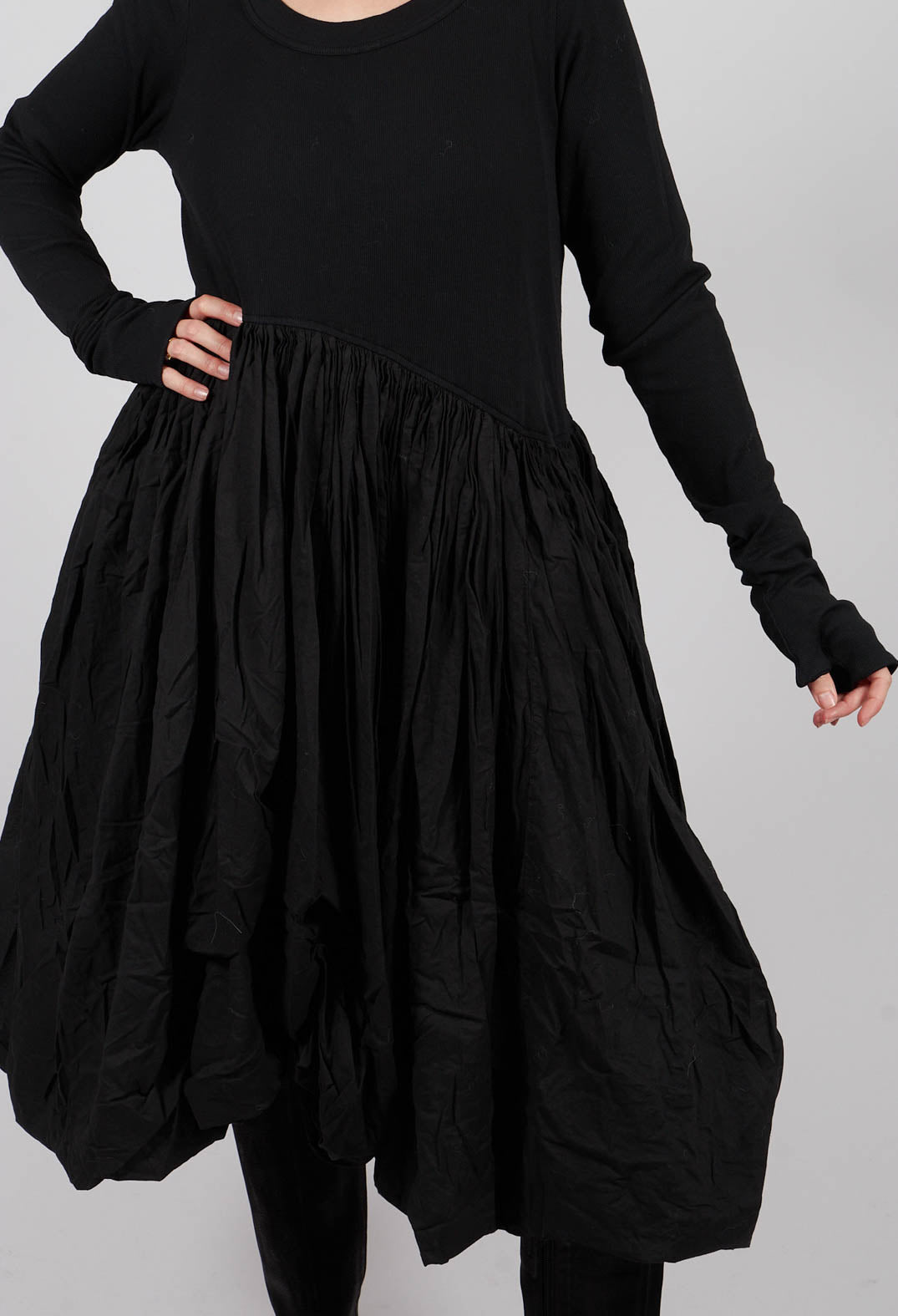 Jersey Dress with Fabric Hem in Black - 1180906