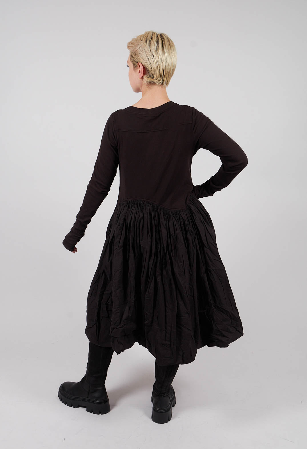 PRE-ORDER - Jersey Dress with Fabric Hem in Turf (Pictured in Swamp) - 1180906