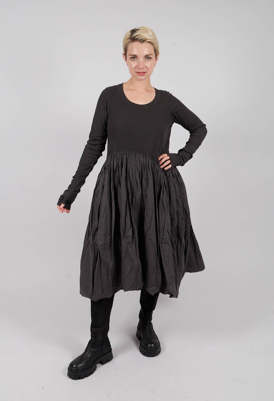 Jersey Dress with Fabric Hem in Swamp - 1180906
