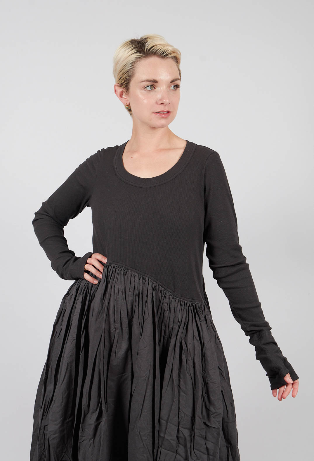 Jersey Dress with Fabric Hem in Swamp - 1180906