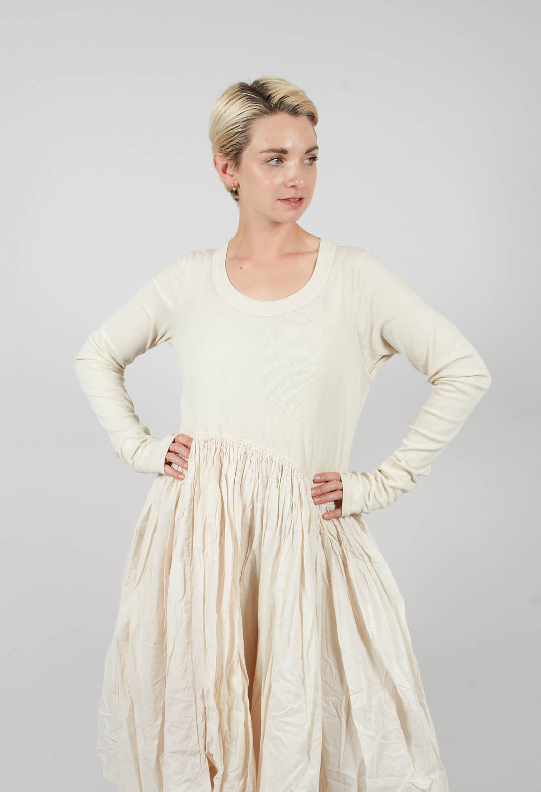 Jersey Dress with Fabric Hem in Bone - 1180906