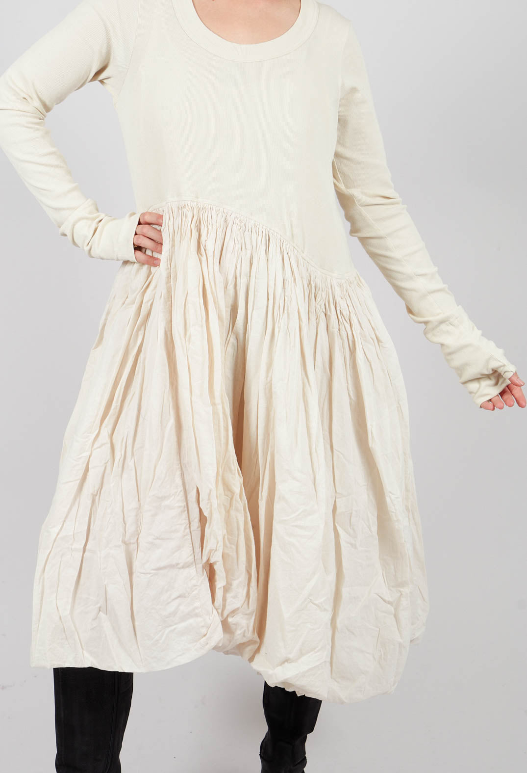 Jersey Dress with Fabric Hem in Bone - 1180906